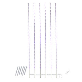 Set of 6 Purple LED Lighted White Branch Patio and Garden Novelty Christmas Light Stakes 6'