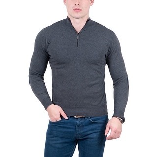Real Cashmere Anthracite Half Zip Fine Cashmere Blend Mens Sweater