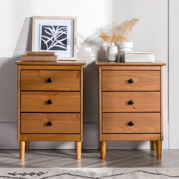 Middlebrook Bullrushes Solid Wood 3-Drawer Nightstand, Set of 2