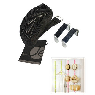 JAVOedge Black Over the Door Extra Storage Hanging Belt Style Organizer with Built in Hooks for Purses, Hats, and More