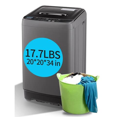 Full-Automatic Washing Machine 17.7 lbs, Portable Compact Laundry Washer with Drain Pump