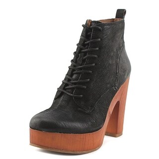 Lucky Brand Tafari Women Open Toe Leather Black Platform Heel (Option: 11)