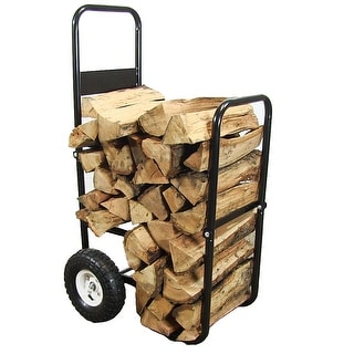 Sunnydaze Firewood Log Cart or Cart with Cover - Black