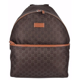 Gucci Men's 190278 Brown Nylon GG Guccissima Rucksack Backpack Purse Bag