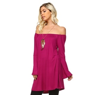Isaac Liev Bell Sleeve Off The Shoulder Flowy Loose Fit Peasant Top Blouse