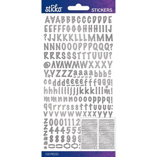 Sticko Alphabet Stickers-Silver Foil Marker Small