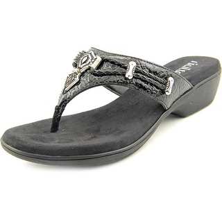Rialto Kismet Women Open Toe Leather Black Thong Sandal