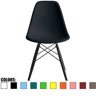 2xhome Black - Eames Style Bedroom & Dining Room Side Ray Chair with Eiffel Dark Wood Dowel Legs