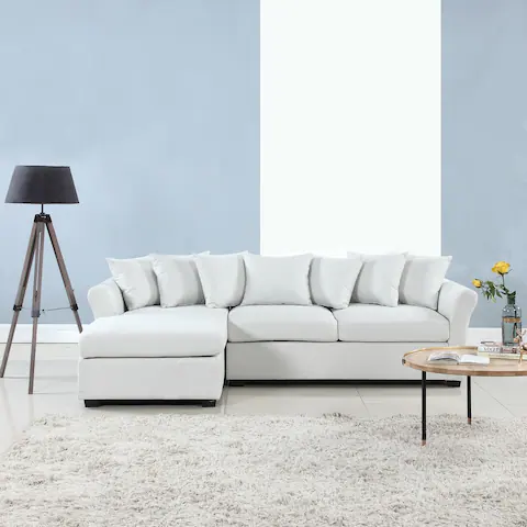 Large Linen Fabric Sectional Sofa w/ lounge