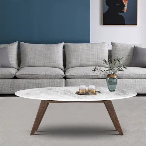 Poly and Bark Riley Marble Oval Coffee Table