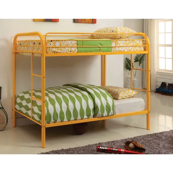 Furniture of America Hind Transitional Orange Twin/Twin Metal Bunk Bed