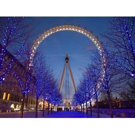 LED Lighted Famous Giant Ferris Wheel The London Eye Scene Canvas Wall Art 11.75" x 15.75"