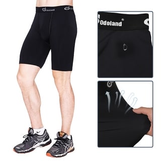 Odoland Men's Sports Tights Compression Pants Boxer Briefs Short Leggings Baselayer Breathable Cool Dry 3 size