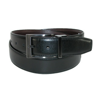 Dickies Men's Leather Feather Edge Reversible Belt with Gunmetal Buckle - black to brown