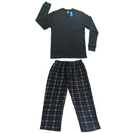 Men Cotton Thermal Top & Fleece Lined Pants Pajamas Set (Grey)