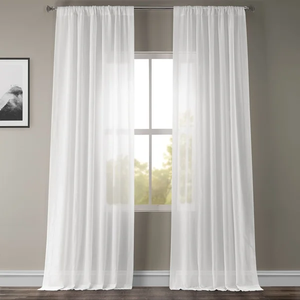 Exclusive Fabrics White Orchid Faux Linen Sheer Curtain (1 Panel)