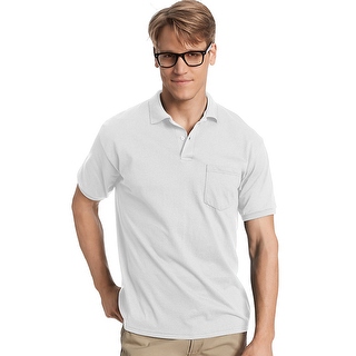 Hanes Men's Cotton-Blend EcoSmart Jersey Polo with Pocket