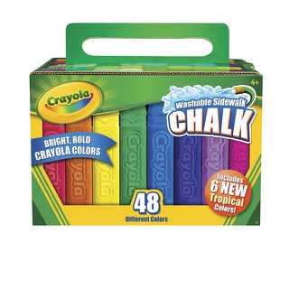 Crayola Non-Toxic Washable Sidewalk Chalk, 4 1/8 L in X 3/4 sq-in, Assorted Colors, Pack of 48