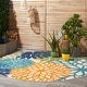 preview thumbnail 76 of 158, Nourison Aloha Floral Modern Indoor/Outdoor Area Rug 7'10" Round - Green/Blue