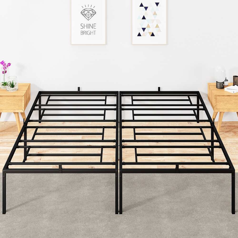 Metal Platform Bed Frame with Sturdy Steel Bed Slats,Mattress Foundation No Box Spring Needed Large Storage Space