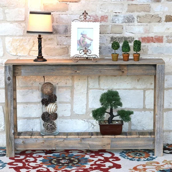 Rustic Reclaimed Wood Entryway Console Table - 46Lx8Wx28H