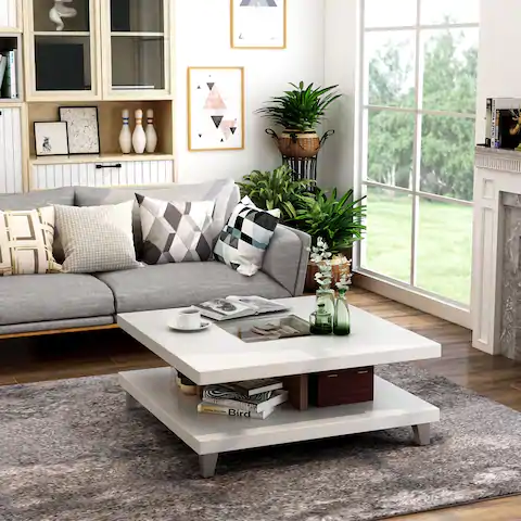 Furniture of America Sele Contemporary White 32-inch 1-shelf Coffee Table