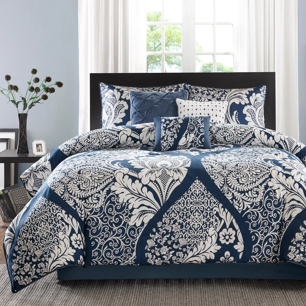 Madison Park Marcella Indigo Cotton Printed 7-piece Comforter Set