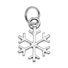 Sterling Silver Antiqued Snowflake Charm Winter Christmas 15mm
