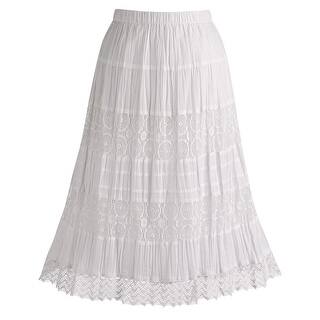 Women's White Peasant Skirt - Cotton Lace 26" Tea Lengh
