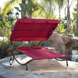 Belleze Swimming Pool Double Hammock Bed Sun Lounger Chaise Lounge Patio Outdoor, Burgundy