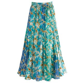 Women's Waves Of Blue Broom Maxi Skirt - Elastic Waist - 35" Long