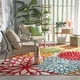 preview thumbnail 51 of 158, Nourison Aloha Floral Modern Indoor/Outdoor Area Rug 5'3" x 7'5" - Red/Orange/Navy