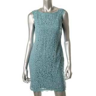 Adrianna Papell Womens Petites Cocktail Dress Lace Sleeveless