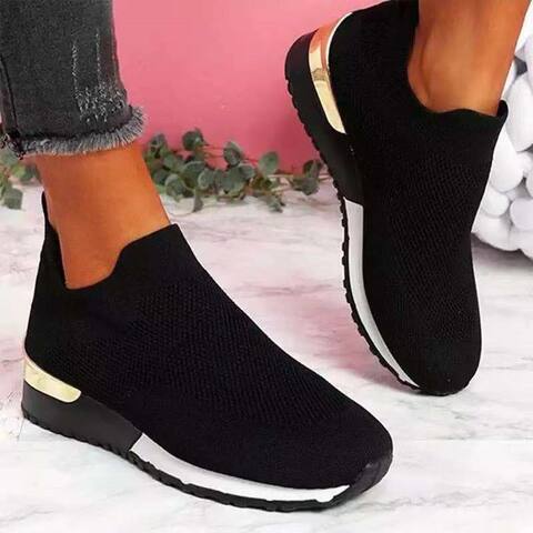 Flying Knit Socks Shoes Stretch Cloth Plus Size Women's Shoes