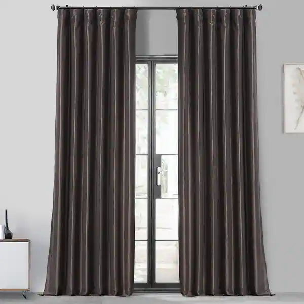 Faux Silk Taffeta Solid Blackout Single Curtain Panel