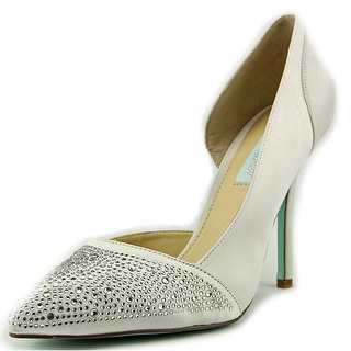 Betsey Johnson Band Women Pointed Toe Canvas White Heels