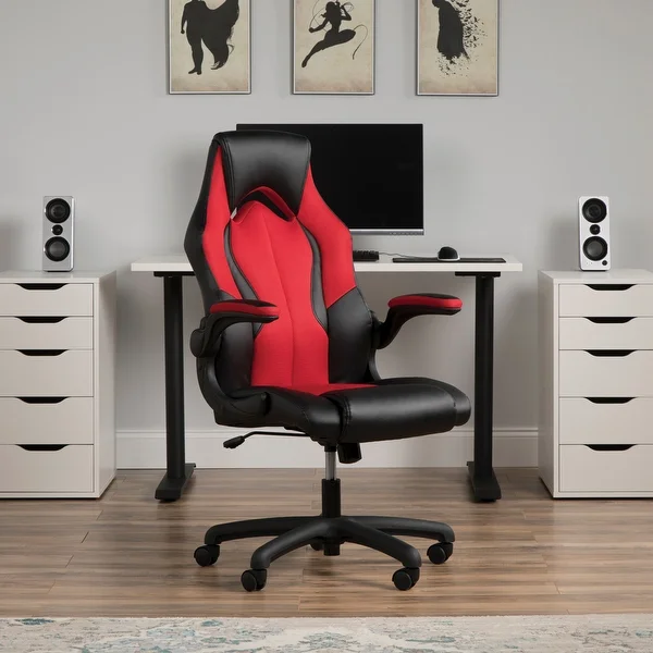 Essentials Ergonomic Leather and Mesh Racing Style Gaming Chair by OFM