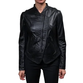 Laundry Women's Black Leather Zip Front Jacket
