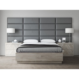 VANT Upholstered Headboards - Accent Wall Panels - Vintage Leather Gray Pewter - 30 Inch Queen-Full - Set of 4 panels.