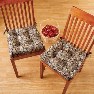 Paisley Tufted Chair Cushions - Set of 2 - 16.000 x 12.000 x 10.000