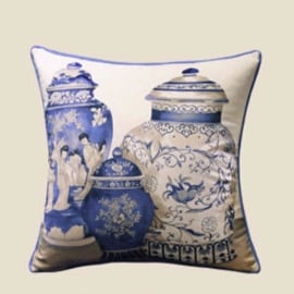 Luxury Blue Three Vase Printing Pillow 18"X18"
