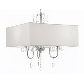 Modern Contemporary Crystal Chandelier With Large White Shade