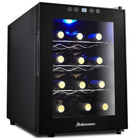Kalamera 12 Bottle Freestanding Single Zone Wine Cooler Refrigerator with 3 Removable Shelves Electronic Controls