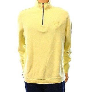 Tommy Bahama NEW Yellow Mens Size Large L 1/2 Zip Cotton Sweater