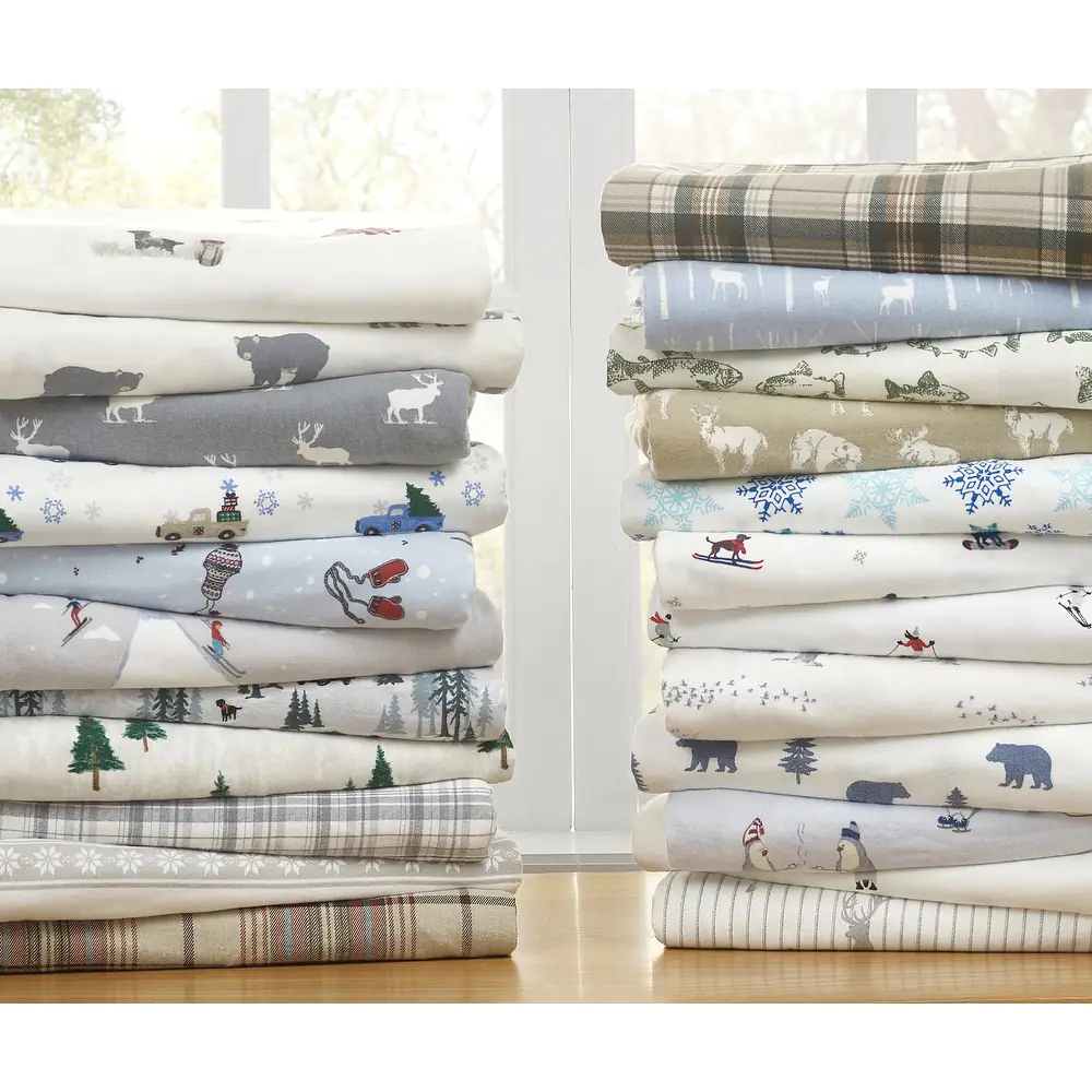 Eddie Bauer 100% Cotton Flannel Novelty Prints Sheet Set