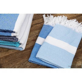 Turkish Towel Diamond Towel Royal Blue ,Head/Hand Towel,Bathroom Towel,Hand Towel,Kitchen Towel Set of 2