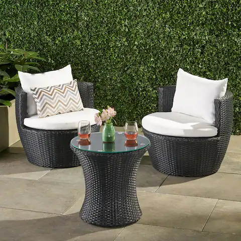 Kono 3-piece Wicker Chat Set by Christopher Knight Home