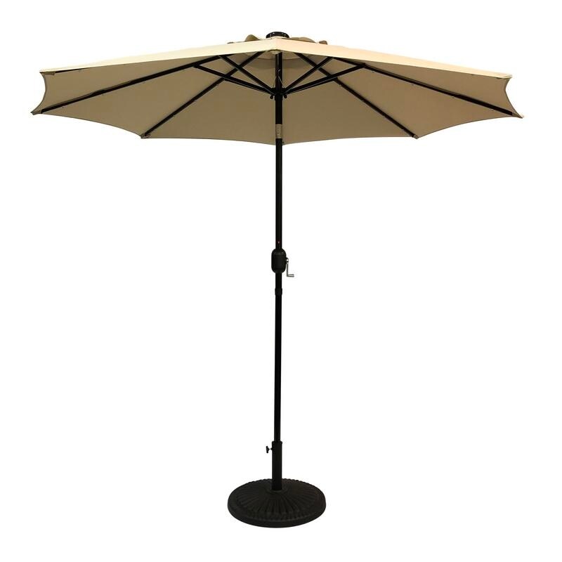 Sun-Ray 9' Round Solar Lighted Umbrella, Base Not Included