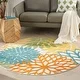 preview thumbnail 89 of 158, Nourison Aloha Floral Modern Indoor/Outdoor Area Rug 7'10" Round - Turquoise Multicolor