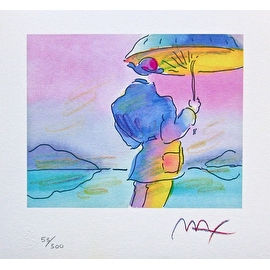 Umbrella Man, Ltd Ed Lithograph, Peter Max